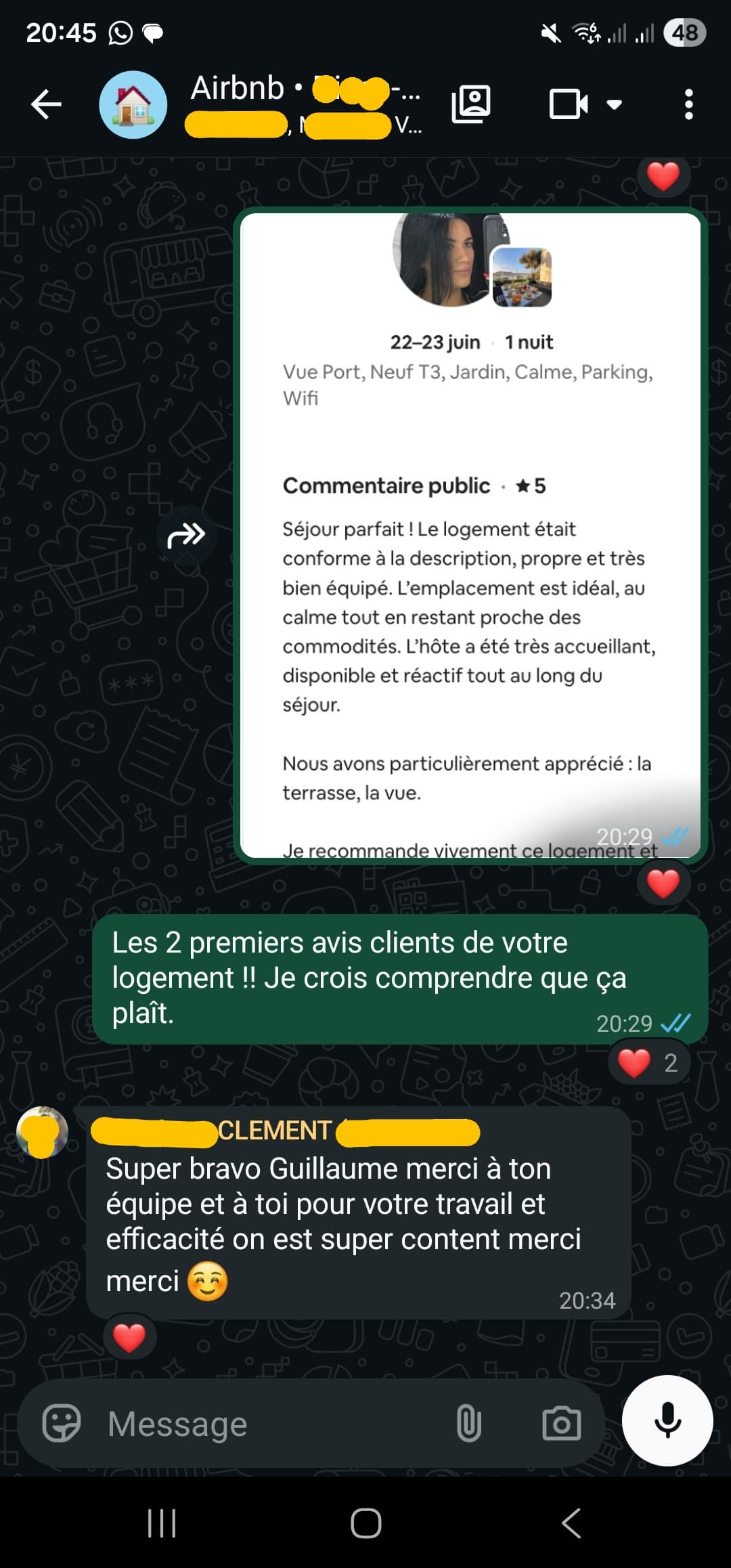 Échange WhatsApp réel